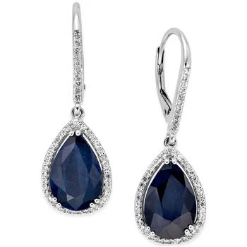 Macy's | Black Sapphire (12 ct. t.w.) and White Topaz (1/2 ct. t.w.) Drop Earrings in Sterling Silver, Created for Macy's,商家Macy's,价格¥3718