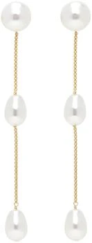 Sophie Buhai | Gold & White Small Pearl Drop Earrings,商家SSENSE,价格¥3560