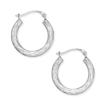 Macy's | Patterned Hoop Earrings in 10k White Gold,商家Macy's,价格¥517