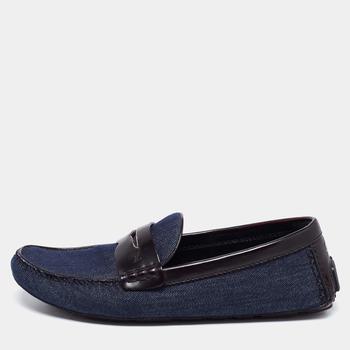 lv男鞋, Louis Vuitton | Louis Vuitton Navy Blue Denim And Leather Monte Carlo Slip On Loafers Size 43商品图片 