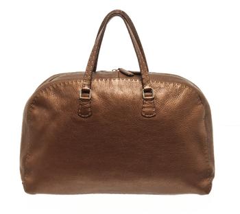 推荐Fendi Bronze Leather Selleria Large Shoulder Bag商品