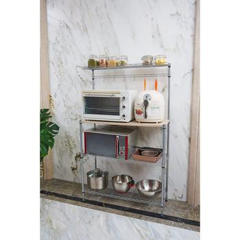 商品Home Basics 4 Tier Microwave Stand with Wood Tabletop, Chrome图片