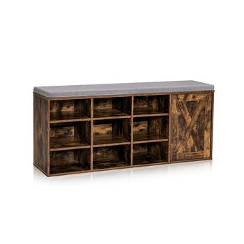 商品Costway | Shoe Bench w/Padded Cushion 9-cube Adjustable Storage Shoe Rack,商家Macy's,价格¥796图片