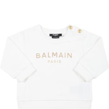 商品Balmain | Balmain White Sweatshirt For Baby Girl With Golden Logo,商家Italist,价格¥1985图片