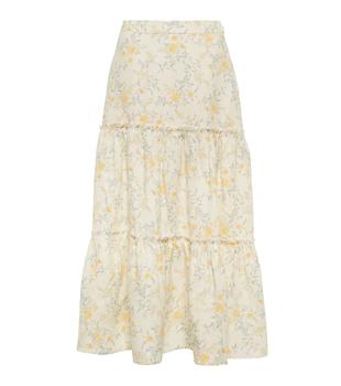推荐Floral linen midi skirt商品