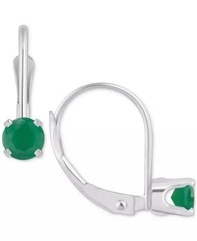 Macy's | Emerald Solitaire Leverback Earrings (1/2 ct. t.w.) in 14k White Gold (Also in Ruby, Sapphire, & Tanzanite),�商家Macy's,价格¥1851