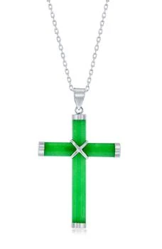 SIMONA | Sterling Silver & Jade Cross Pendant Necklace,商家Nordstrom Rack,价格¥522