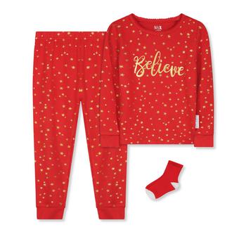 商品Toddler Girls Pajamas with Matching Socks, 3 Piece Set图片