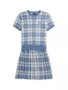 Ralph Lauren | Little Girl's & Girl's Plaid Short-Sleeve Cardigan & Pleated Skirt Set,商家Saks Fifth Avenue,价格¥938