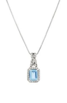 Savvy Cie Jewels | CZ Pavè Created Aqua Topaz Pendant Necklace 2.6折