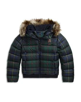 推荐Girls' Polo Bear Plaid Down Puffer Jacket - Little Kid, Big Kid商品