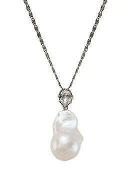 Alexander McQueen | Silvertone, 30MM Baroque Pearl, & Crystal Pendant Necklace商品图片,