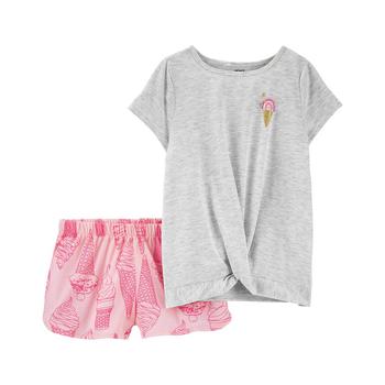 Carter's | Little Girls 2-Piece Ice Cream Loose Fit T-shirt and Shorts Pajama Set商品图片,4折