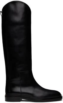 Jil Sander | Black Asymmetric Boots,商家Ssense US,价格¥11988