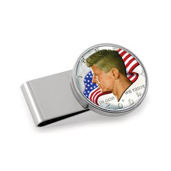 Maternal America, American Coin Treasures | Men's JFK Half Dollar Colorized American Flag Coin Money Clip商品图片 额外7折, 额外七折