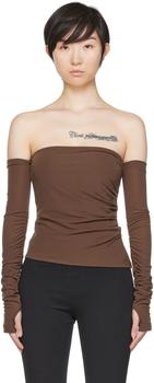 Helmut Lang | SSENSE Exclusive Brown Twist Long Sleeve T-Shirt商品图片,5.6折