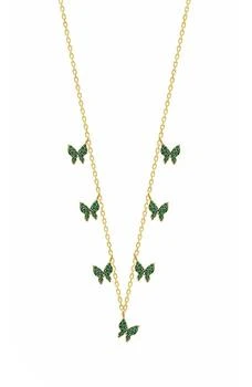 Gabi Rielle | Sterling Silver Emerald Color CZ Butterfly Necklace,商家Nordstrom Rack,价格¥410