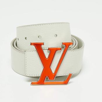 lv皮带, [二手商品] Louis Vuitton | Louis Vuitton White/Orange Leather LV Prism Belt 95CM商品图片 满1件减$100, 满减