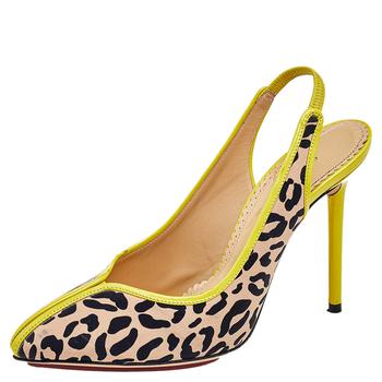 Charlotte Olympia, [二手商品] Charlotte Olympia | Charlotte Olympia Beige Leopard Print Fabric Slingback Sandals Size 37.5商品图片 2.7折