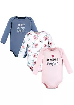 推荐Hudson Baby Infant Girl Cotton Long-Sleeve Bodysuits, Perfect Mommy 3-Pack商品