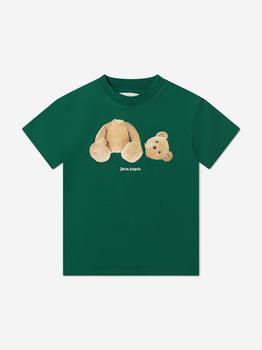 推荐Palm Angels Green Kids Bear Print T-Shirt商品