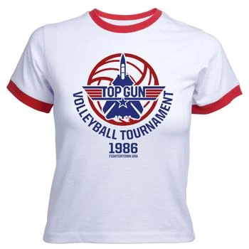 Top Gun | Top Gun Volleyball Tournament Women's Cropped Ringer T-Shirt - White Red,商家Zavvi US,价格¥168