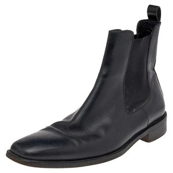 zegna鞋, [二手商品] Zegna | Ermenegildo Zegna Black Leather Chelsea Boots Size 42商品图片 2.5折