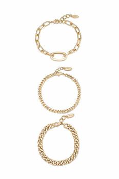 商品Ettika Jewelry | Chain Game 18k Gold Plated Bracelet Set of 3,商家Verishop,价格¥459图片