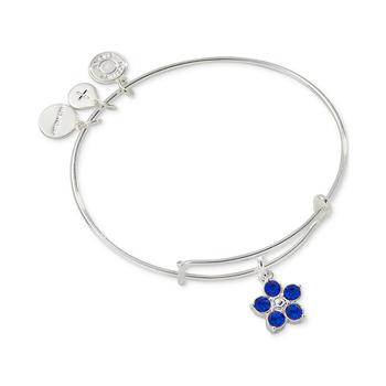 商品Alex and Ani | Silver-Tone Blue Crystal Flower Charm Bangle Bracelet,商家Macy's,价格¥283图片