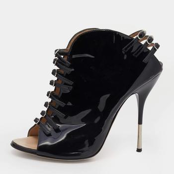 推荐Giuseppe Zanotti Black Patent Leather Booties Size 39.5商品