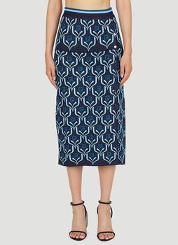 推荐Logo Jacquard Mid Length Skirt in Blue商品