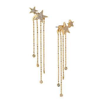 商品Star with Fringe Drop Earring in 18K Gold Plated Brass图片