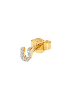 推荐U Initial 18kt gold-plated single stud earring商品
