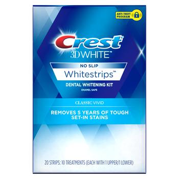商品Crest 3D Whitestrips, Classic Vivid, Teeth Whitening Strip Kit, 20 Strips (10 Count Pack)图片