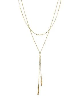 推荐14K Yellow Gold Double Chain Tassel Lariat Necklace, 17" - 100% Exclusive商品