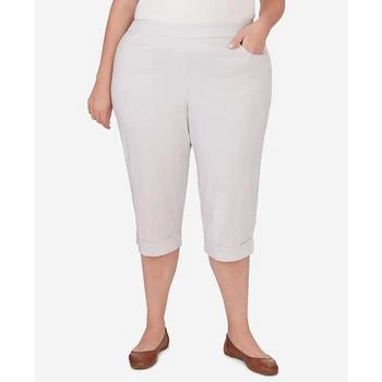 Alfred Dunner | Plus Size Garden Party Stripe Clamdigger Capri Pants with Cuffed Hem,商家Macy's,价格¥438