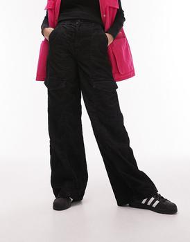 Topshop | Topshop cord utility straight leg trouser in black商品图片,
