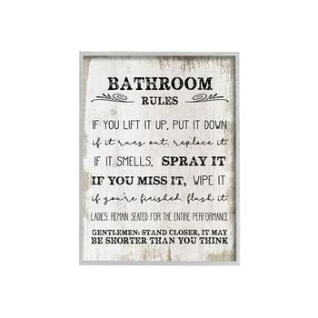 Stupell Industries | Bathroom Rules Funny Word Wood Textured Design Gray Farmhouse Rustic Framed Giclee Texturized Art, 11" x 14",商家Macy's,价格¥599