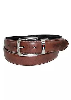 推荐Men's Leather Reversible Belt with Flag Logo商品