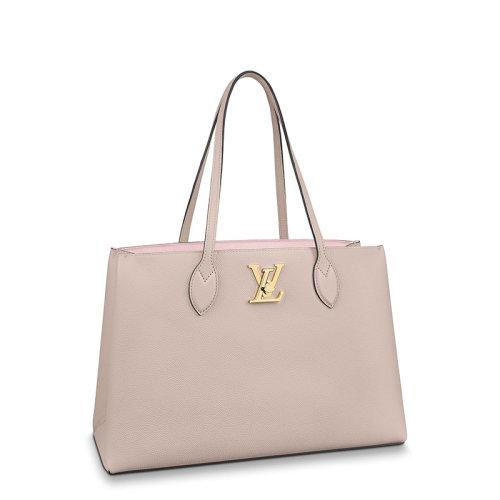 lv手提包, Louis Vuitton | 【预售十天】Louis Vuitton/路易威登 21新款 CABAS LOCKME系列 女士格雷格粉柔软粒面小牛皮金属徽标手提托特包M57346商品图片 包邮包税