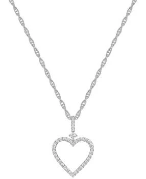 Macy's | Diamond Open Heart 18" Pendant Necklace (1/4 ct. t.w.) in Sterling Silver,商家Macy's,价格¥2571