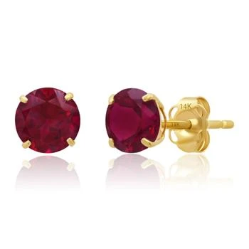 MaxColor | 14k Yellow Gold 6MM Round Stud Gemstone Earrings,商家Premium Outlets,价格¥626