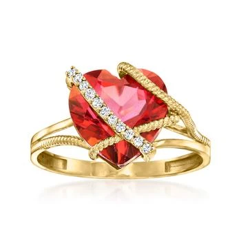 Ross-Simons | Ross-Simons Pink Topaz Heart Ring With Diamond Accents in 14kt Yellow Gold,商家Premium Outlets,价格¥5326