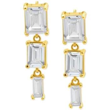 ADORNIA | 14k Gold-Plated Rectangle Crystal Triple Drop Earrings 独家减免邮费