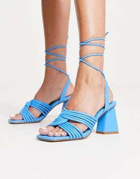 Daisy Street | Daisy Street strappy heeled sandals in blue 2.5折