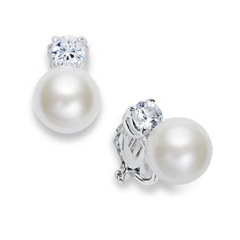 商品珍珠与水晶银色耳夹图片