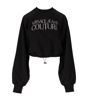 Versace | VERSACE JEANS COUTURE BLACK GLITTER CROPPED SWEATSHIRT商品图片,