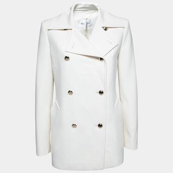 Max Mara Off White Wool Double Breasted Rebus Coat M product img
