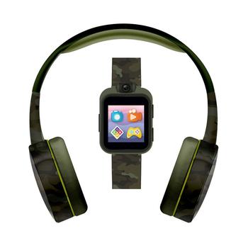 商品Playzoom | Kid's Green Camouflage Print Tpu Strap Smart Watch with Headphones Set 41mm,商家Macy's,价格¥362图片