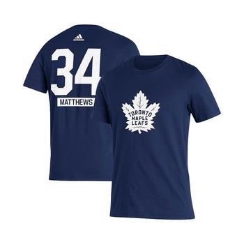 亚历山大王联名阿迪达斯, Adidas | Men's Auston Matthews Blue Toronto Maple Leafs Player Name Number T-shirt商品图片 